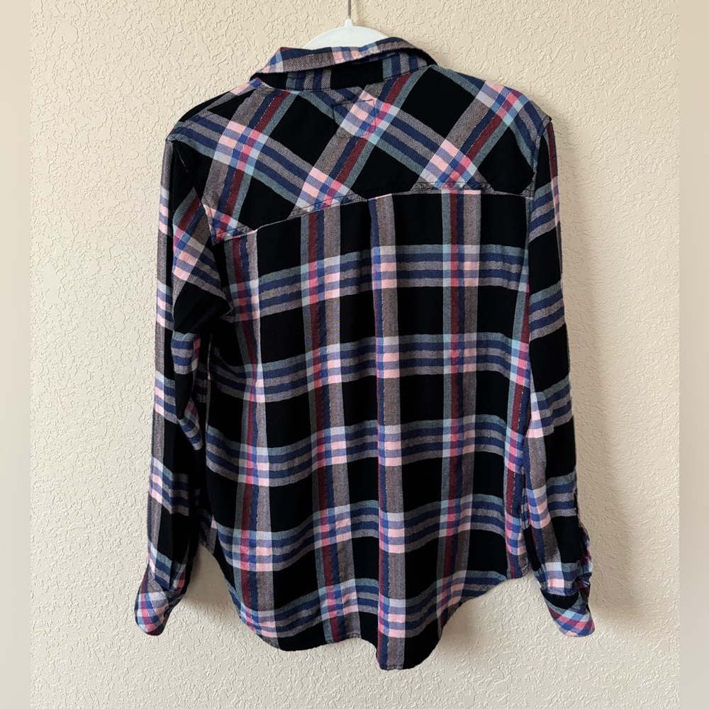 Rails Black Plaid Button-Down Shirt with Pink and Blue - Picture 2 of 10